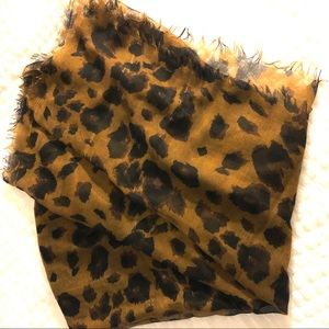Frayed edge animal print scarf